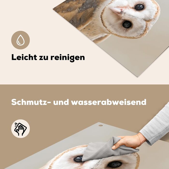 Фартух для плити, кухонний фартух, вініл, 78x52 см, декор для кухні, облицювання стіни, кришка для плити - сіро-чорна (сипуха - тварина, 52Д x 59Ш см)