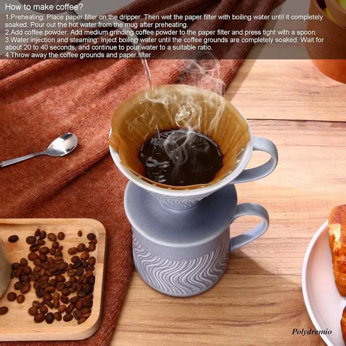 Пуровер для кави, скляна колба Borosilicate об'ємом 600 мл з горіховою ручкою та скляною кришкою, прозорий (450 мл(Фіолетовий)), комплект з 100 паперових фільтрів розміру 02