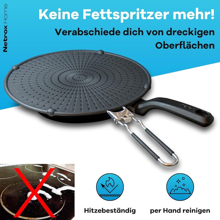 Складаний силіконовий захист від бризок для сковорідок 30 см Netrox