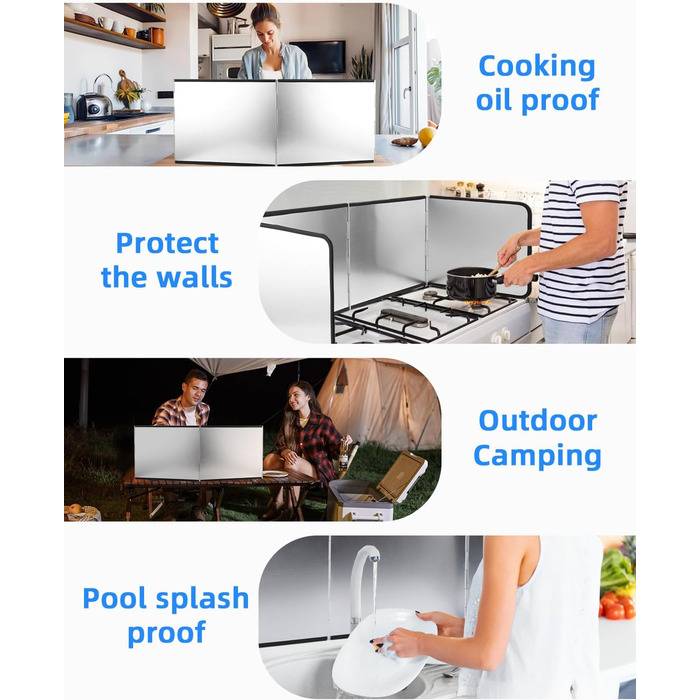 Складаний бризкозахисний екран для кухні, складний бризкозахисний екран для плити, кухонний фартух, 40 x 30 x 30,5 см, захист від бризок жиру, бризкозахисний екран для плити, підходить для плити, окремий (76x29x30)