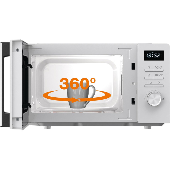 Мікрохвильова піч Gorenje MO20A3WH / 20 л / 800 Вт / AquaClean / AutoMenu / Сенсорне керування / LED дисплей / Функція розморожування / 5 рівнів потужності / Блокування від дітей / Електронна / Біла