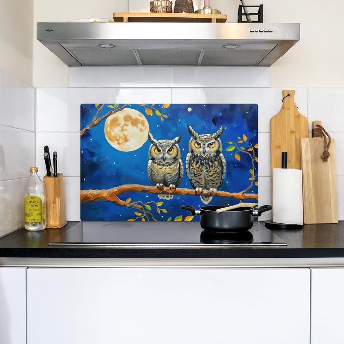 Фартух для плити, кухонний фартух, вініл, 78x52 см, декор для кухні, облицювання стіни, кришка для плити - сіро-чорна (під сов - пофарбована, 51,5Д x 76Ш см)