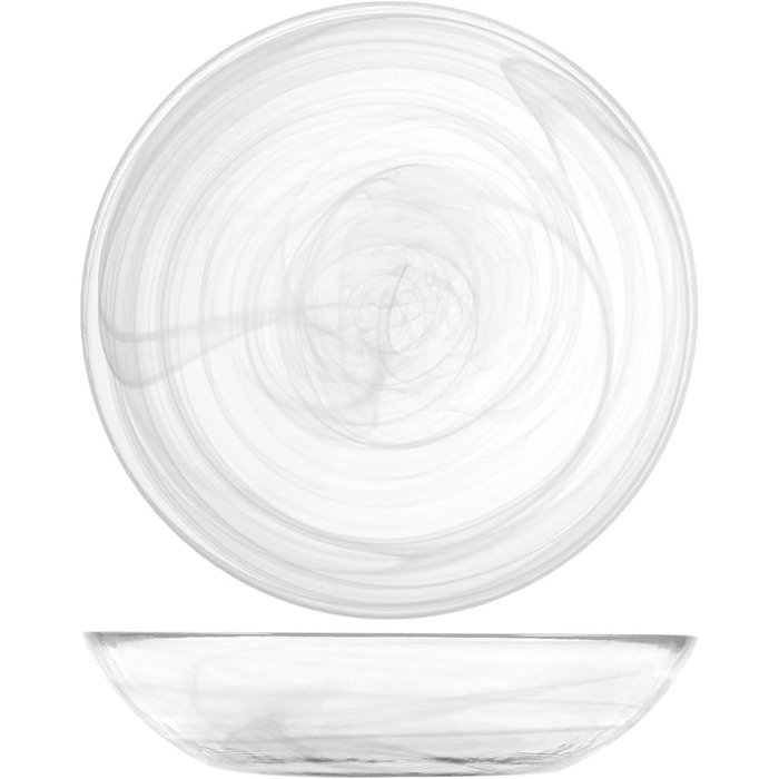 6 piatti fondi alabastro in vetro bianco cm21, 6 piatti fondi alabastro in vetro bianco cm21