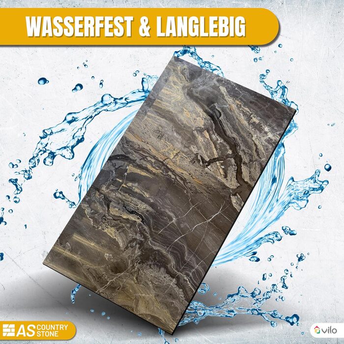 Стінові панелі AS Country Stone під мармур 60x120 см ПВХ-облицювання стіни з пластикових панелей для кухні, ванної кімнати тощо Панель кухонного фартуха (, Arebesceto Grigio)