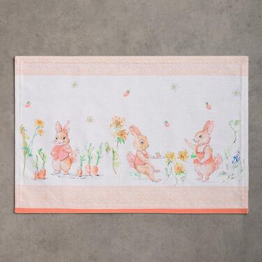 Бавовняні килимки, набір з 4 шт. , декоративні килимки, пасхальні килимки, що миються, для свят, вечерь, весни, літа (33 см x 48 см) (011 - Вечірка з зайчиком), 39Hermine, 100
