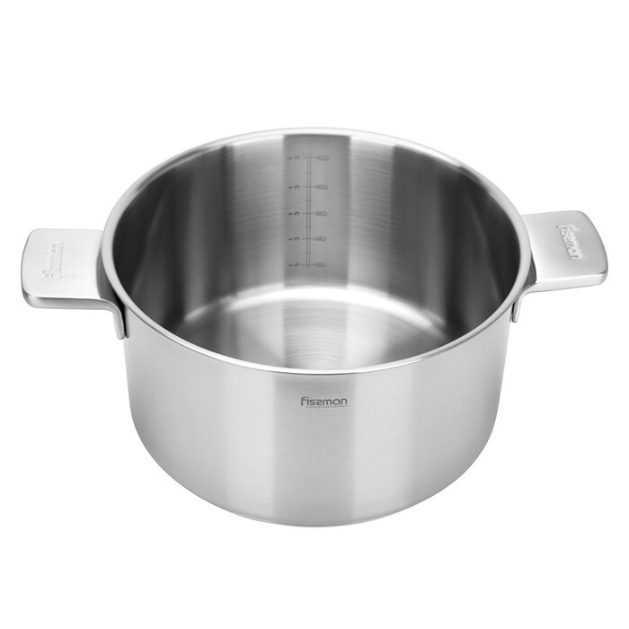 Каструля Fissman PREMIUM ONE 24x13 см / 5,4 л зі скляною кришкою нержавіюча сталь (15092)