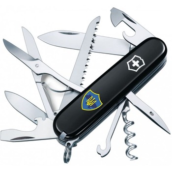 Нож Victorinox Huntsman Ukraine 91мм/15funk/черный/трезубец на щите