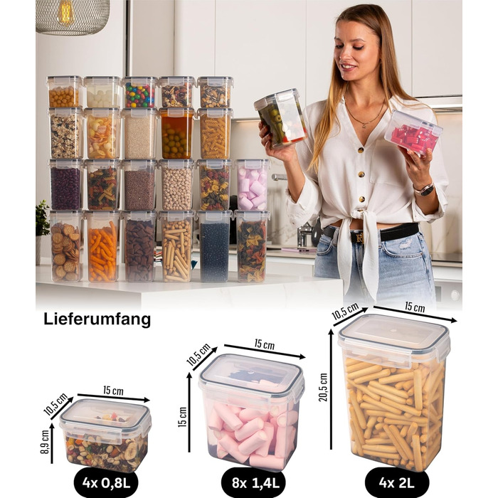 Набор из 16 контейнеров для хранения, прозрачный/черный Deco haus