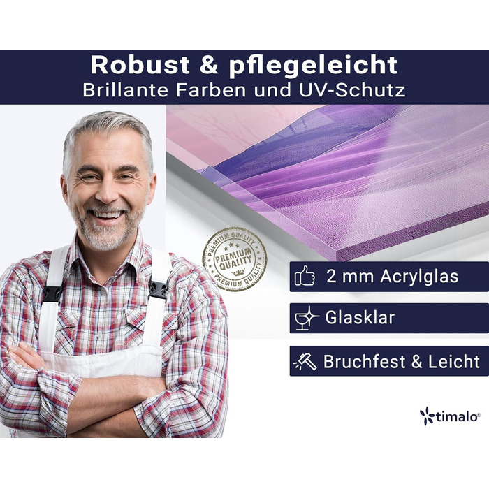 Кухонний фартух timalo зі скляним виглядом Північне море, очерет, захід сонця, океан, солома 2 мм акрилове скло Бризок настінний для плити, кухонний скляний фартух, акрилова скляна настінна панель, панель для фартуха (80 x 50 см, 306- Фіолетовий пейзаж)