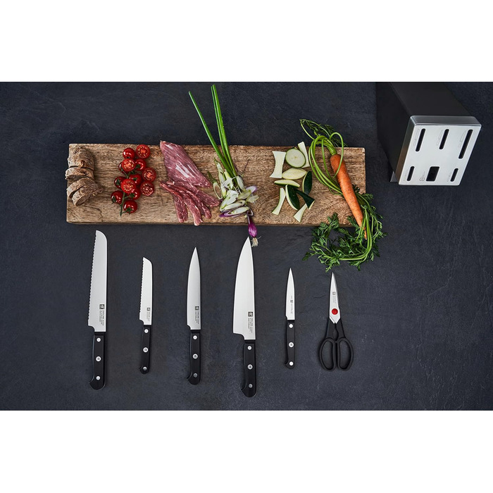 Набор из 5 ножей с ножницами и затачивающим блоком, черный Gourmet Zwilling