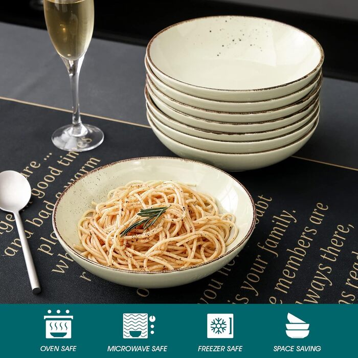 Набір посуду Vancasso на 12 осіб, набір керамічного посуду Navia, комбінований набір з 48 предметів з обідніми тарілками, салатницями, мисками та чашками, вінтажний вигляд, натуральний дизайн