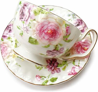 Керамічна чайна чашка з блюдцями та ложкою 200 мл AHKALVTE