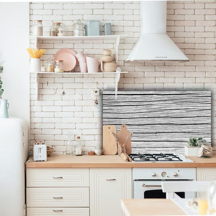 Дизайнерський кухонний бризкозахисний екран з алюмінієвого композиту, кухонний фартух, товщина 3 мм, 60x100 см, (сірий дерев&39яний брус)