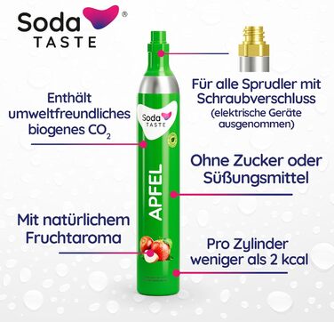 Набор для газирования воды, 4 предмета, классик + яблоко, светло-зеленый Mysoda Woody SodaTASTE