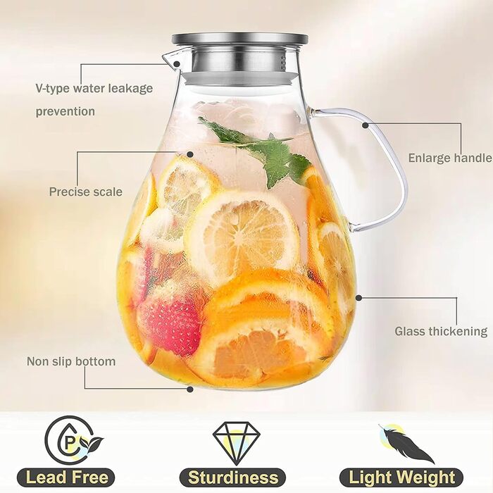 Скляний глечик з кришкою 3 л Liuruiyu