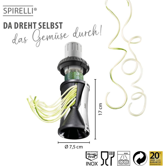 Набір кухонних помічників спіральна різачка GEFU SPIRELLI та ніж для овочів SENSO - спіральна різачка для приготування овочевих спагетті та цудлів (Spirelli 2.0)