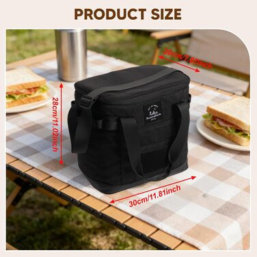 Дорожня сумка, сумка-реклама, зручна, багатофункціональна, термосумка для гарячої та холодної їжі, ідеально підходить для каякінгу, пікніків, офісних поїздок, кемпінгу, чорна