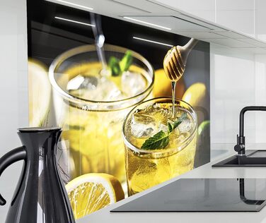 Фартух для плити timalo, настінна раковина, кухонний фартух, скляний вигляд Акрилове скло 2 мм Скляний фартух, акрилові скляні кухонні панелі, захисна панель для фартуха Мармурове біле золото (60x52 см, 97- Лимонад)