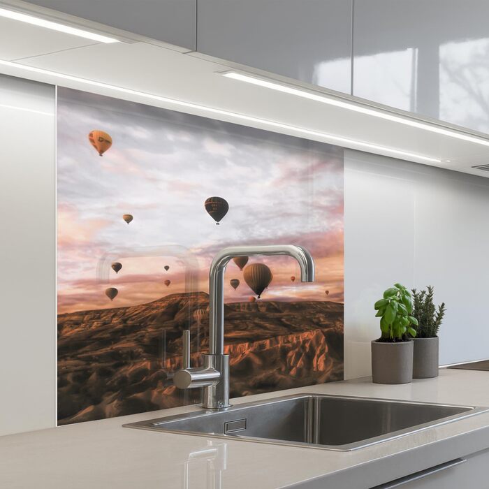 Кухонний фартух 60x80 см Самоклеючий захисний екран для кухні Кухонний фартух Кухонні фасади Кухонні фартухи Кухонна стіна Вода - Пейзаж - (Пейзаж - Повітряна куля, 80 x 80 см)