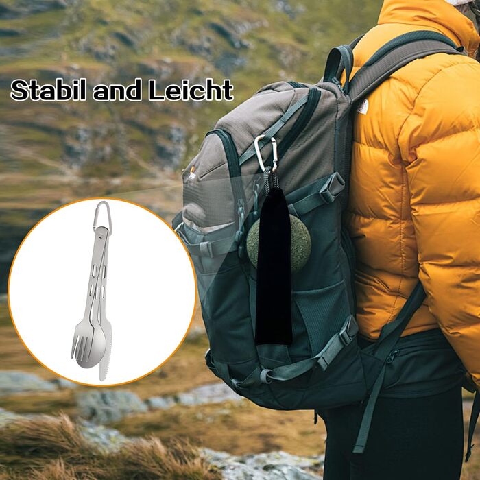 Набор туристических столовых приборов из титана 3 предмета XYFuuee