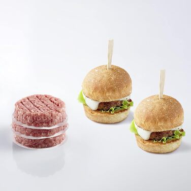 Гамбургер Westmark з підйомником - Ø 12 см Прес для бургерів можна наповнити завдяки вигину дна підйомника, алюміній/пластик, Uno Plus, (сріблястий/чорний) (набір міні-бургер)