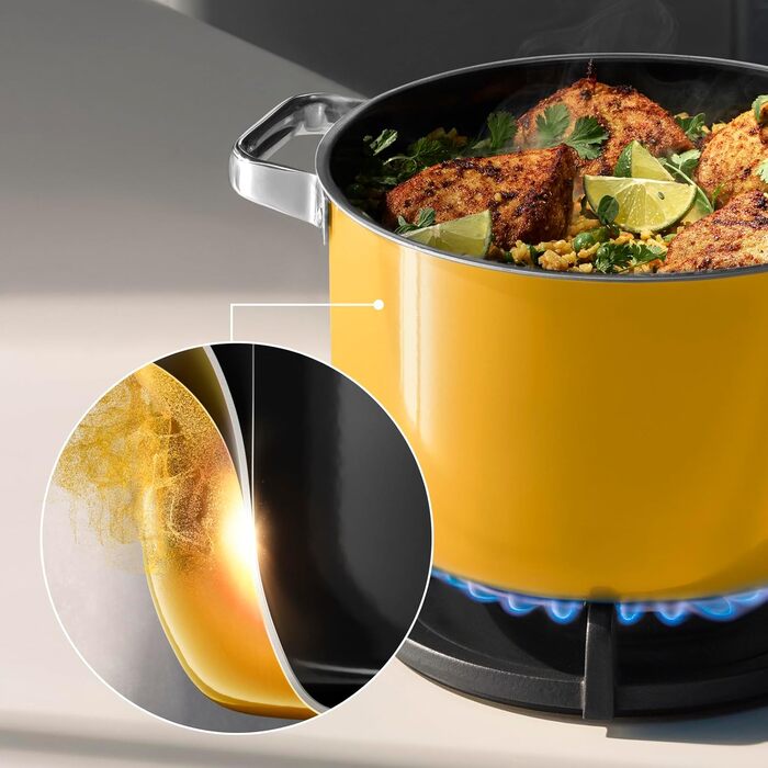 Набор кастрюль со стеклянными крышками, 4 предмета, желтый Fusiontec Mineral Pro WMF