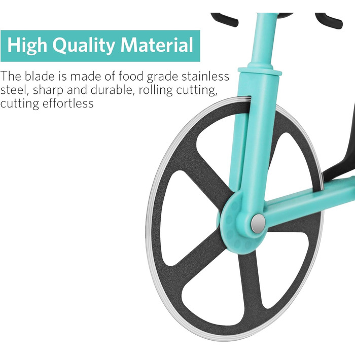 Резак для пиццы в виде велосипедиста с подставкой, сине-зеленый KUONIIY