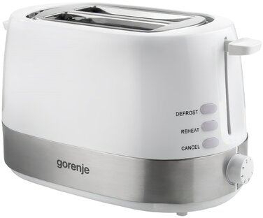 Gorenje Тостер, 850Вт, пластик/метал, функц. разморож, автоотключение, белый