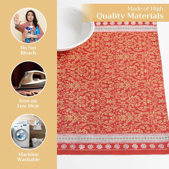 Бавовняні килимки для серветок, набір з 4 шт. , декоративні килимки для серветок, пасхальні килимки, що миються, для свят, вечерь, весни, літа (33 см x 48 см) (031 - Софія), 39Hermine 100