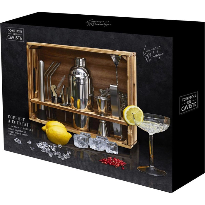 Набір для коктейлів у стильній дерев'яній подарунковій упаковці WDMT