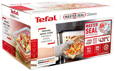 Tefal Набір контейнерів Master Seal, 3шт, жаростійке скло, прозорий