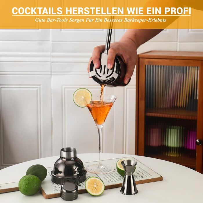 Набор для коктейлей премиум 12 предметов черный Lebarstor