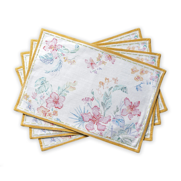 Бавовняні килимки для серветок, набір з 4 шт. , декоративні килимки для серветок, пасхальні килимки, що миються, для свят, вечерь, весни, літа (33 см x 48 см) (041 - Райський острів), 39Hermine 100