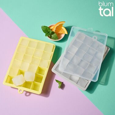 Силіконові формочки для льоду Blumtal, набір з 3 шт. - форма для льоду на 24 кубики з кришкою - силіконова форма для льоду без бісфенолу А - безпечна для харчових продуктів - форма для льоду - сіро-блакитний сіро-блакитний світло-блакитний сіро-блакитний 