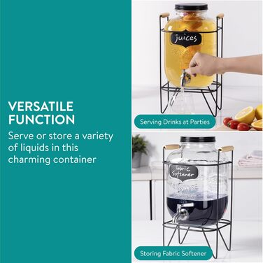 Диспенсер для напитков стеклянный с краном 5 л Navaris