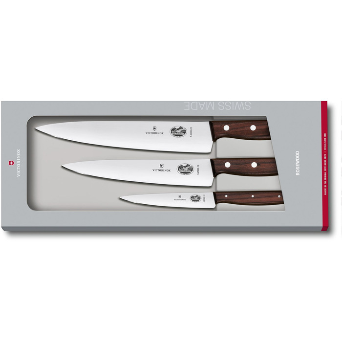 Кухонный гарнитур Victorinox Wood Carving Set 3 ножа из дерева. ручка (12,19,22см) в подарочной упаковке.