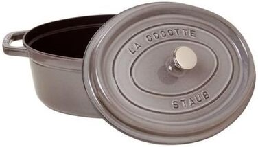 Чавунна жаровня/кокот STAUB, овальна 6,7 л, (27 см, графітово-сіра)