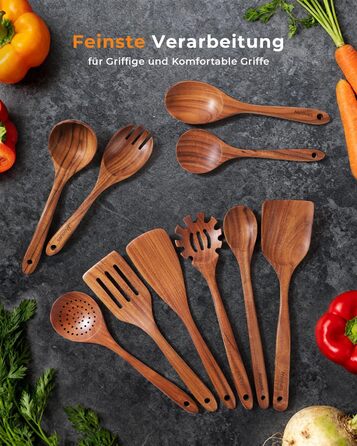 Набір кухонних аксесуарів із натурального тикового дерева 10 предметів Mooues