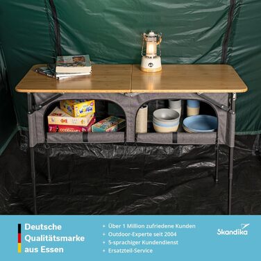 Бамбуковый кемпинговый стол с сетчатой ​​полкой 120 х 50 см Skandika