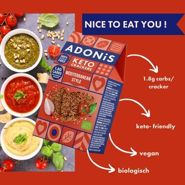 Кето крекеры Средиземноморские, 10 упаковок по 60 г Adonis