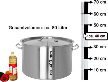 Гастро-кастрюля 80 л с крышкой, нержавеющая сталь BKT-83 Beeketal