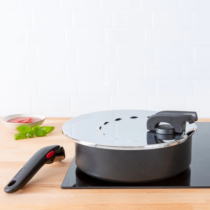 Tefal Кришка із захистом від розбризкування Ingenio, 20-28см, нержавіюча сталь, пластик