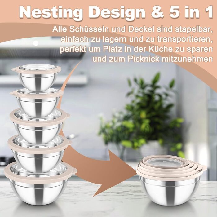 Набір мисок для змішування з нержавіючої сталі Homikit