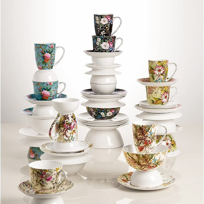 Чашка для чаю з блюдцем Midnight Blossom KILBURN порцеляна, 17,5 х 17,5 х 9,5 см, 480 мл