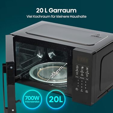 Мікрохвильова піч Hisense H20MOBP1HI / 700 Вт / InverterTech / Керамічне покриття / Преміальне скло / Виготовлена на замовлення, багатофазне приготування / Функція розморожування / 5 рівнів потужності / Блокування від дітей / Чорна (20 л, цифрове керуванн