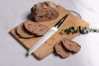 Ніж Santoku Кухонний ніж Гострий ніж для м'яса, професійно викуваний з імпортної високовуглецевої нержавіючої сталі з красивим магнітним тримачем для ножа - Meteorite (8-дюймовий ніж для хліба), 7