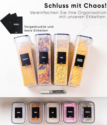 Набор из 4 контейнеров для хранения 2,8 л, прозрачный/черный Deco haus