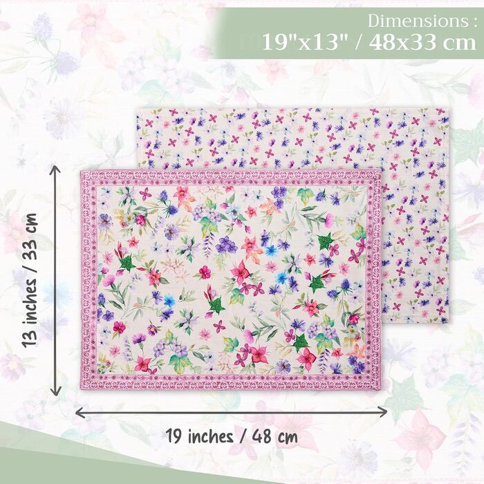 Бавовняні килимки для серветок, набір з 4 шт. , декоративні килимки для серветок, пасхальні килимки, що миються, для свят, вечерь, весни, літа (33 см x 48 см) (053 - Шардон), 39Hermine 100