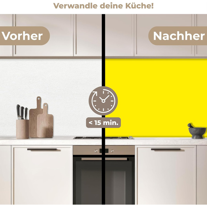 Кухонний фартух 60x250 см, самоклеючий фартух, кухонний фартух, кухонний фасад, самоклеючі кухонні фартухи - Осінь (Жовтий - Однотонний, 60 x 100 см)