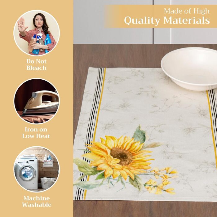 Бавовняні килимки для серветок, набір з 4 шт. , декоративні килимки для серветок, пасхальні килимки, що миються, для свят, вечерь, весни, літа (33 см x 48 см) (048 - Candice), 39Hermine 100